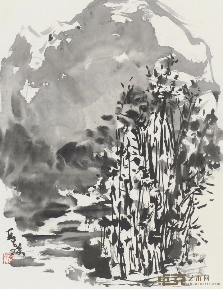 《雪山竹溪 bamboo and creek in snow mountai》 夏蕙瑛 45.5x35.5cm 2019年