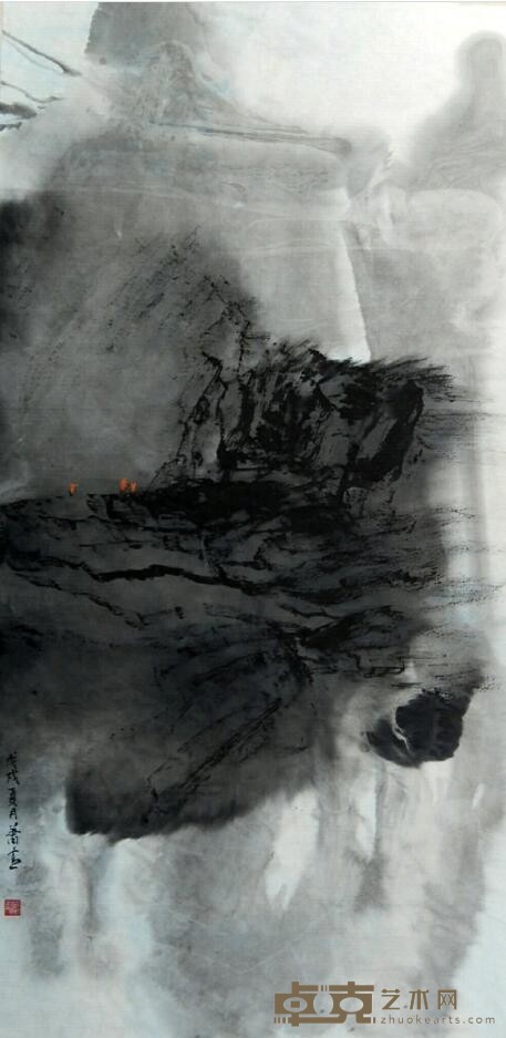 《白云深处》 蕭青 137cm x 70cm 2018 纸本水墨设色