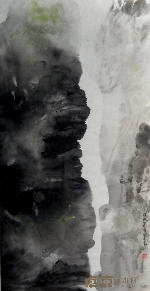 《一线天》 蕭青 137 cm x 70 cm 2018 纸本水墨设色