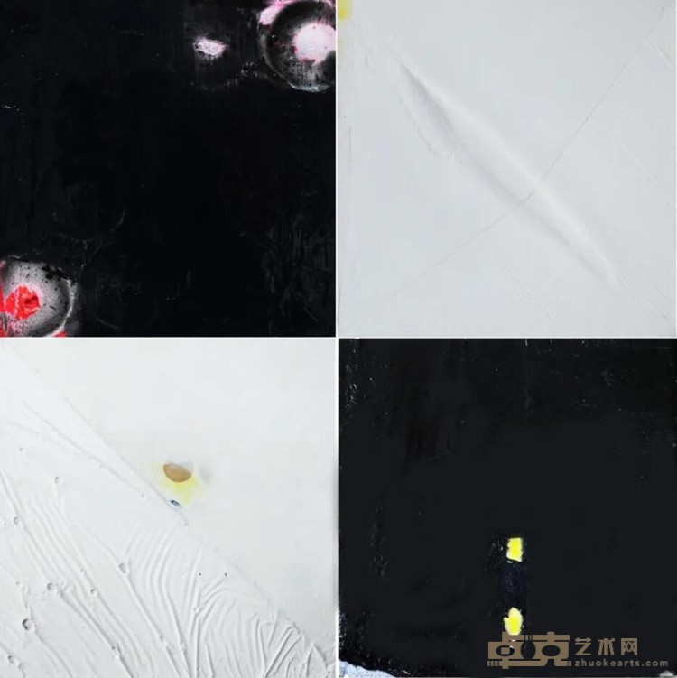 《时光书写7》 胡昤 30x30cmx4 2019年 布面丙烯油彩