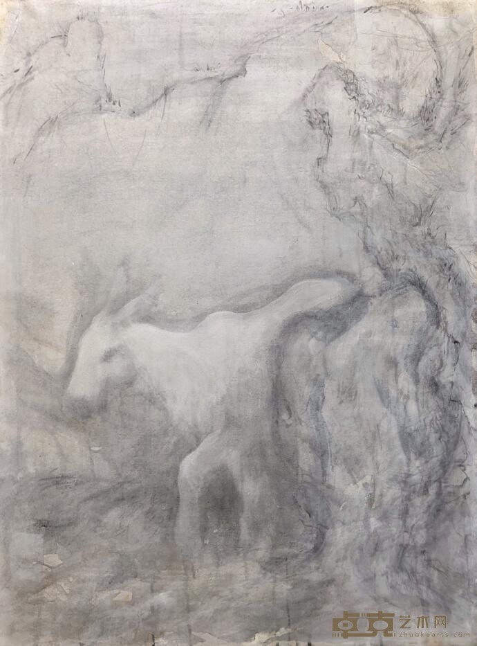 《白驴》 刘呗宁 90x120cm 2019年 布面综合材料