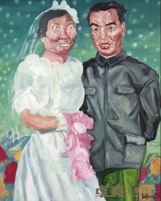 《我的父亲母亲》 刘炜 104x84cm 1993年 布面油画