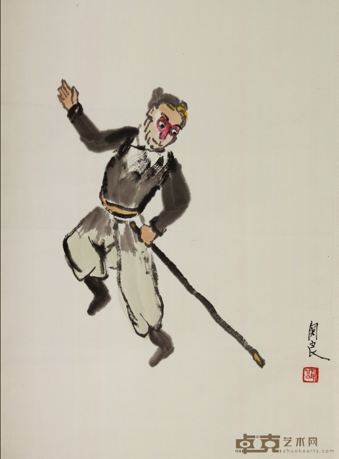 关良孙悟空图轴 关良