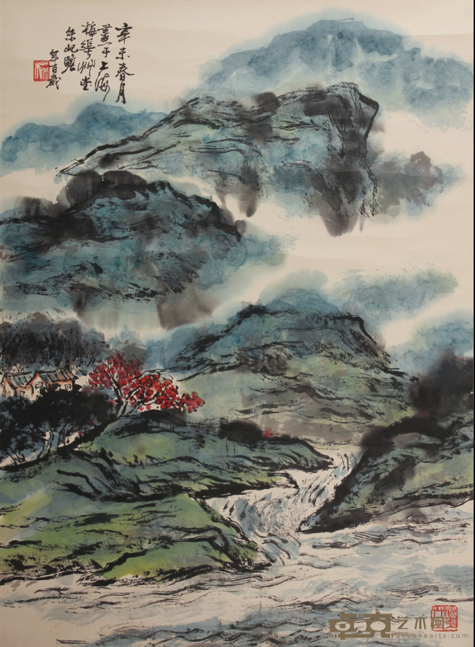 朱屺瞻山水图轴 朱屺瞻