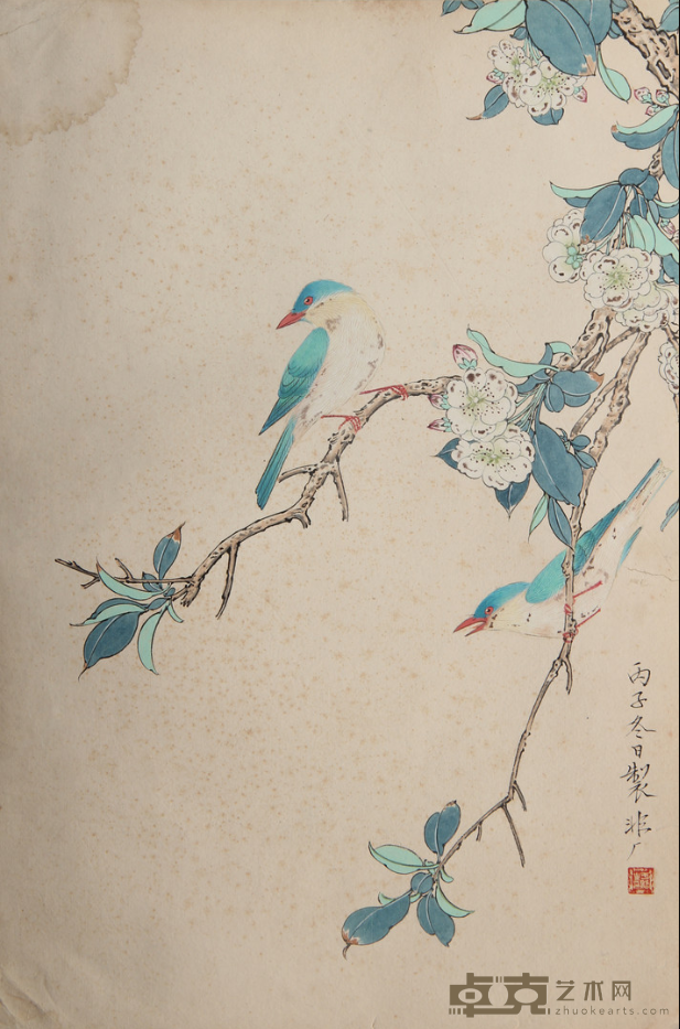 于非闇工笔花鸟图页 于非闇