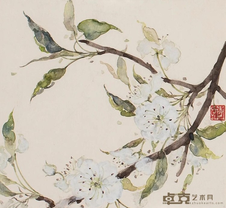《夏雪-梨花》 陈倩 2020年 麻纸板设色