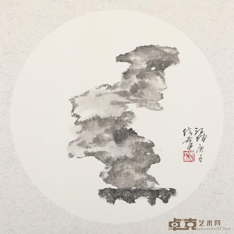 画石小品 施江城 直径41cm 2020 纸本水墨