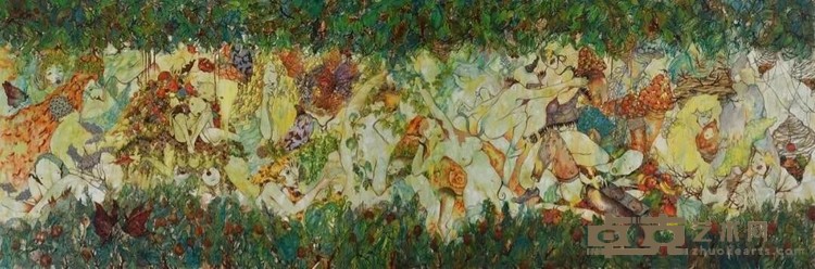 树林里的秘密 刘春柳 120 x 360 cm 2016 布面油画