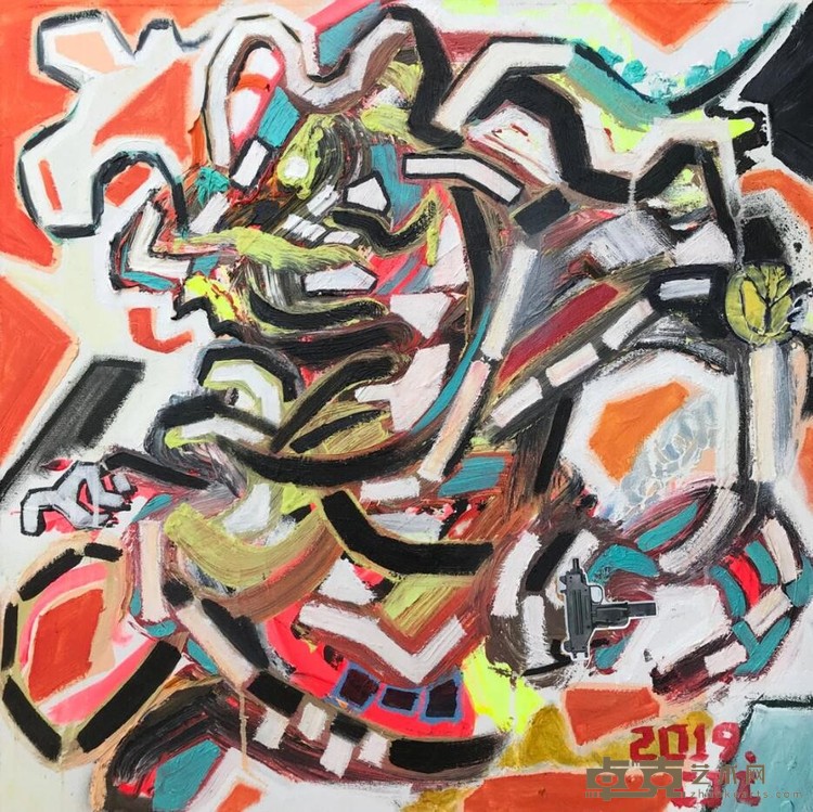 《怠情准备交错入侵》 陈俊江 70x70cm 2019年