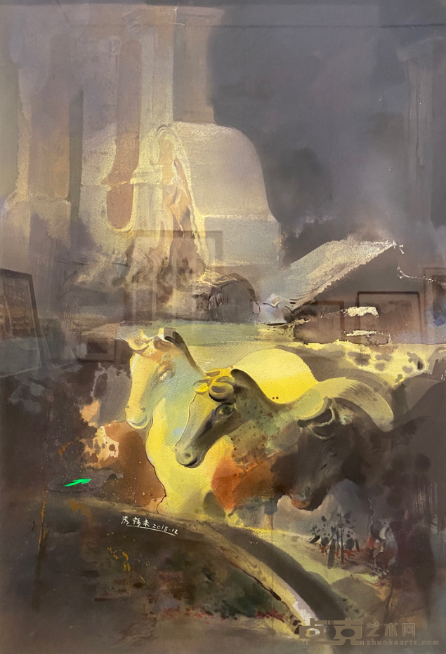 《旧场》 房福来 湖南怀化学院 78x108cm 水彩