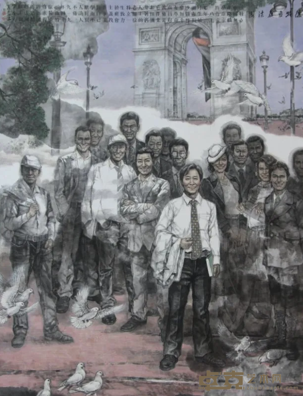 《徐特立在法国》 毛亦农 长沙师范学院 255x200cm 国画