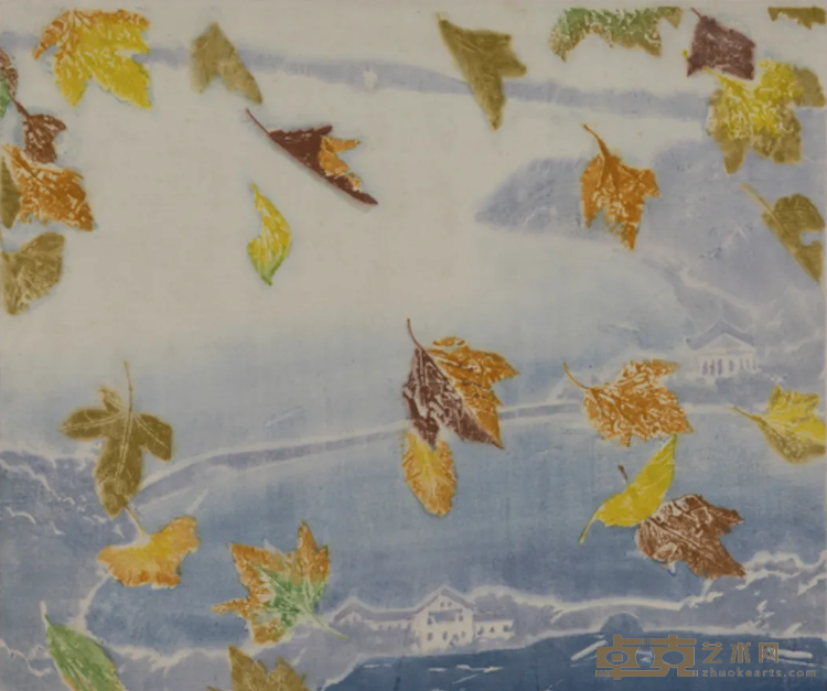 《秋之帷幕》 俞启慧 41.5x48.5cm 1985年 水印拼贴版画