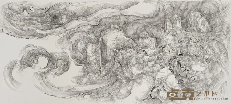 《风暴中的山水 Landscape in storm》 林国成 90x190cm 2017年