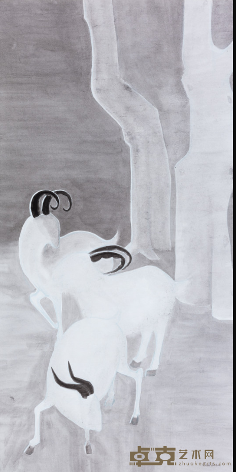 《羊》 蔡海标 136x68cm 2020年 宣纸水墨