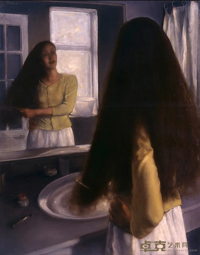 《窗外晨光》 庞茂琨 92x73cm 1996年 布面油画