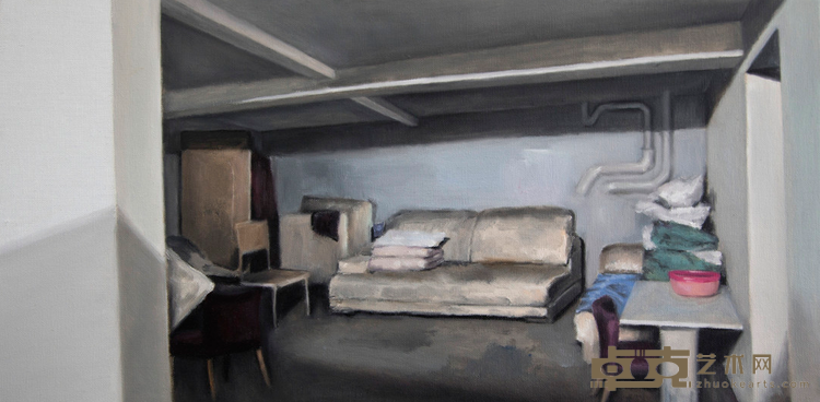 《夜行之一》 沈皆坤 20x50cm 2019年 布面油画