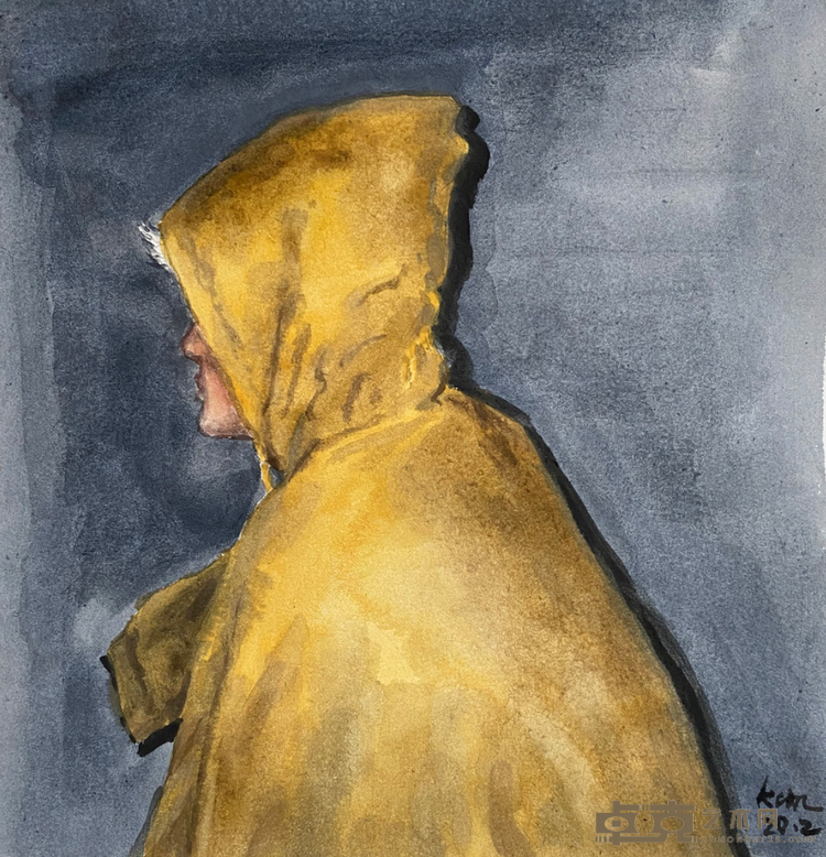 《夜行之五》 沈皆坤 38x21cm 2020年 纸本水彩