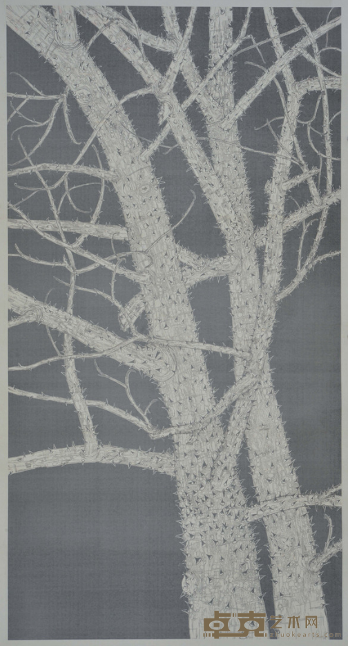 《有刺的树17》 黄几 230x120cm 2019年 绢本水墨