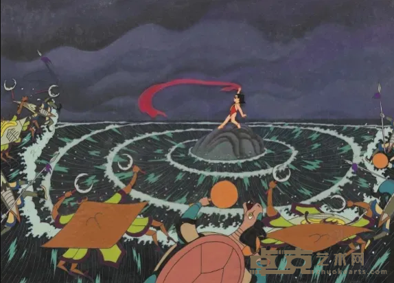《哪吒闹海》动画美术原稿 张仃、王树忱、严定宪等 39x29cm 1979年 动画