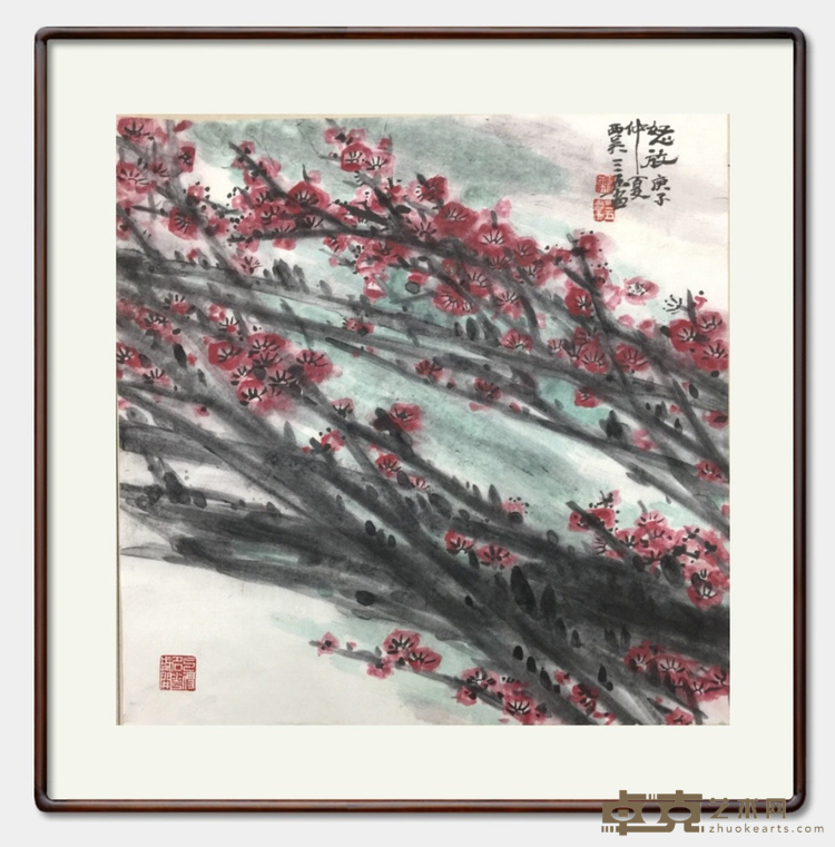 梅 谢珊瑚 50X50 2020年6月 宣纸