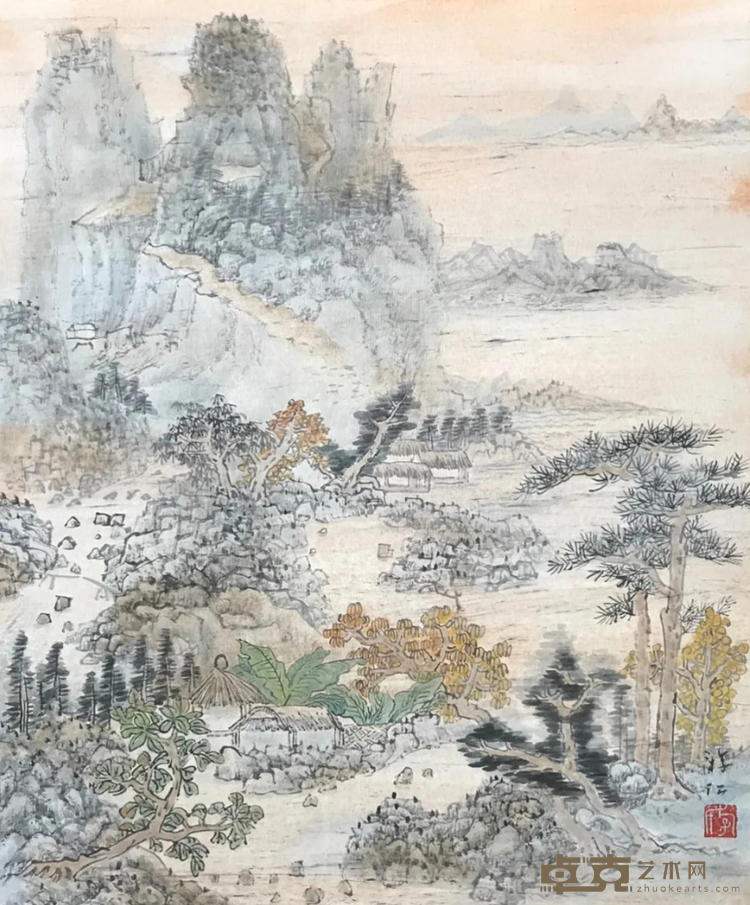 《溪山清远之一》 游江 45x37.5cm