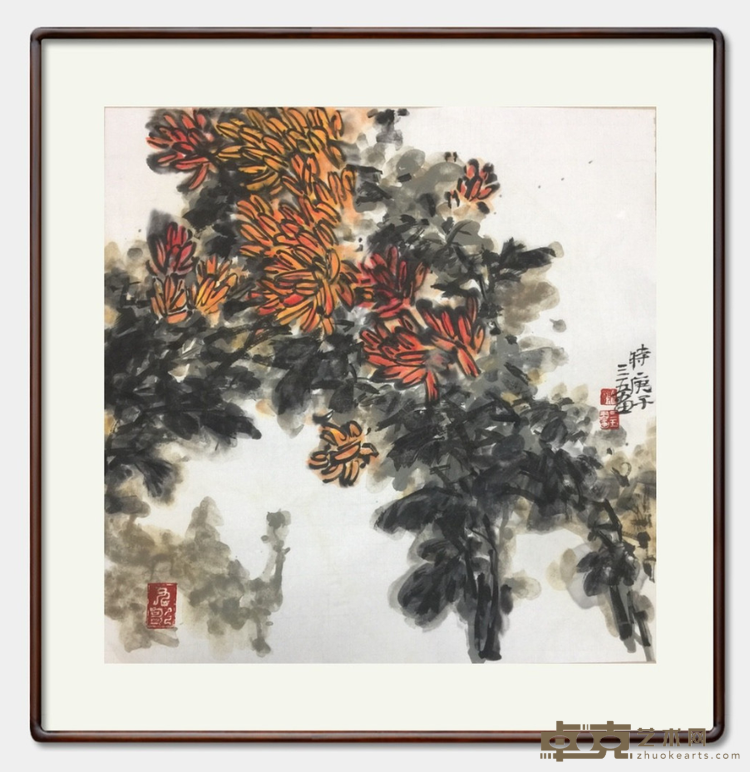 菊 谢珊瑚 50X50 2020年6月 宣纸