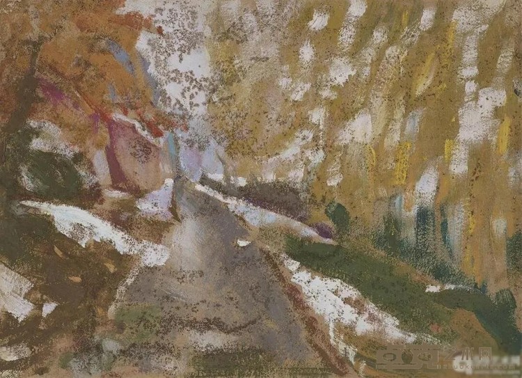 《初雪》 马可鲁 27x19cm 1975年 纸本油画