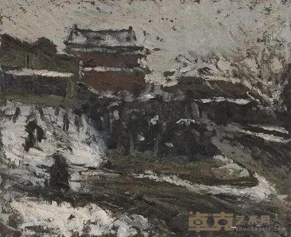 《鼓楼大街》 马可鲁 58x48cm 1975年 布面油画