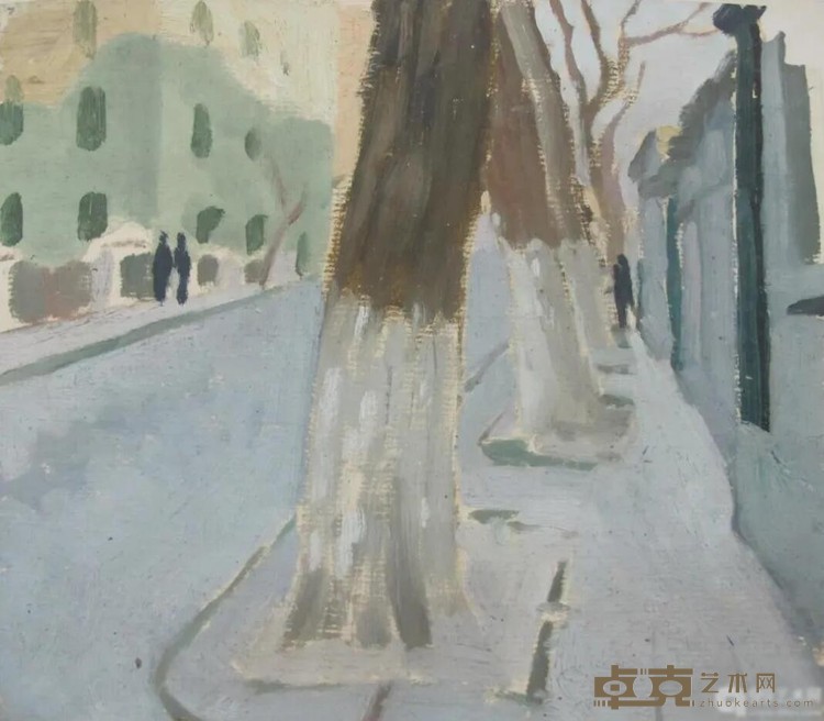 《街景》 马可鲁 23x19.5cm 1972年 纸本油画