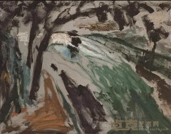《雨中》 马可鲁 71x52cm 1980年 布面油画