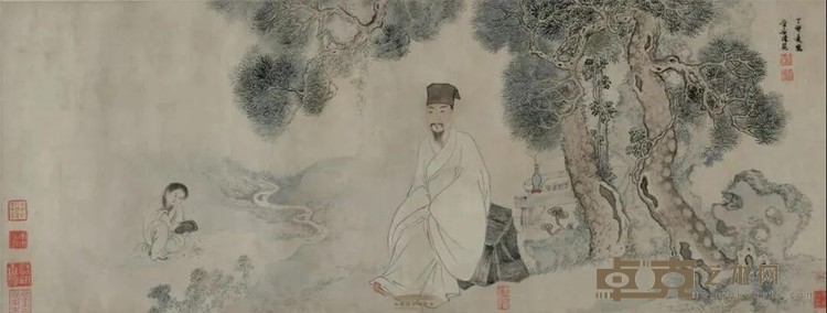 明 曾鲸画像 陈范补景 菁林子像卷 曾鲸画像 陈范补景