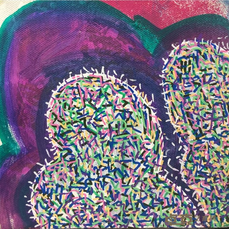 《无题》 陈镒晗 15x15cm 2020年 布面丙烯 喷漆
