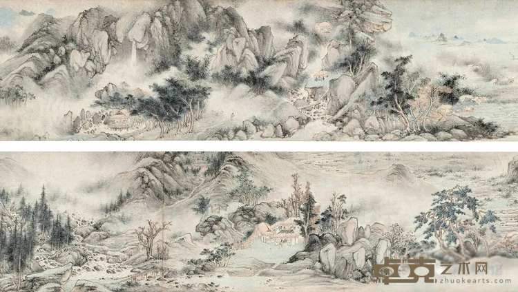 《江南秋色》局部 沈士充 26x584cm 纸本设色