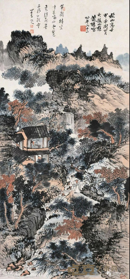 《秋山高士》 萧愻、溥儒 135x63cm 纸本设色