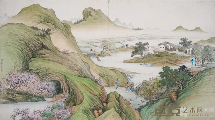 《山水人物图册》局部 朱瑞宁、顾洛 39x69.5cm 纸本设色