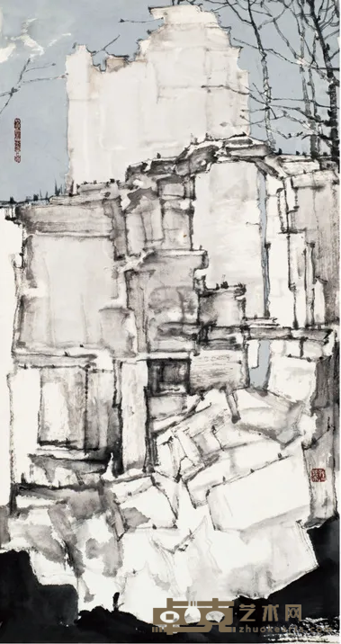 《印象·柬埔寨之塔布隆寺4》 孙棋 39x27cm 纸本水墨