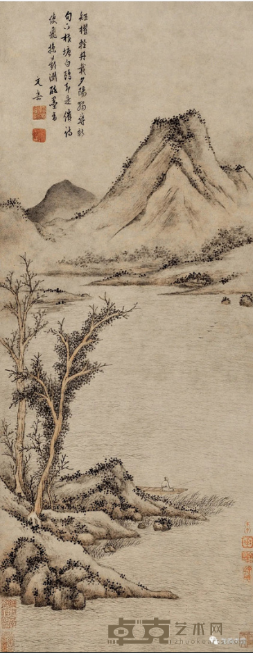 《蘋洲垂钓图》 文嘉 82x32.5cm 纸本水墨
