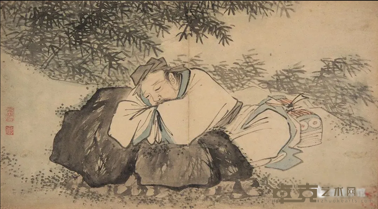 《山水人物册页》局部 张路 33x59cm 纸本设色