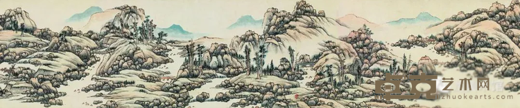 《晴岚翠暖》局部 蓝瑛 40.5x337cm 纸本设色