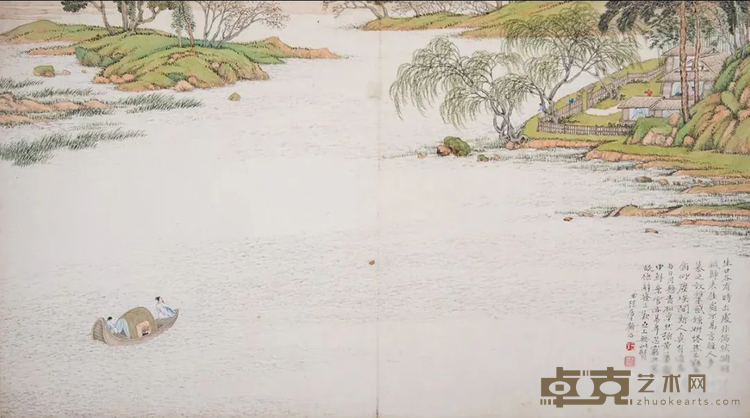 《山水人物图册》局部 朱瑞宁、顾洛 39x69.5cm 纸本设色