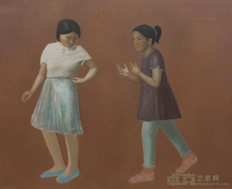 《两少女》 段建伟 110x135cm 2019年 油画