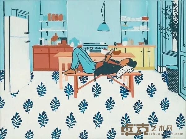 《三餐之间》 安娜特·罗岑森 2020年 布面丙烯画