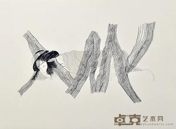 《Lovers-2》 内田 江美 Emi UCHIDA 76.5x56cm 2011年 Printmaking, Pencil
