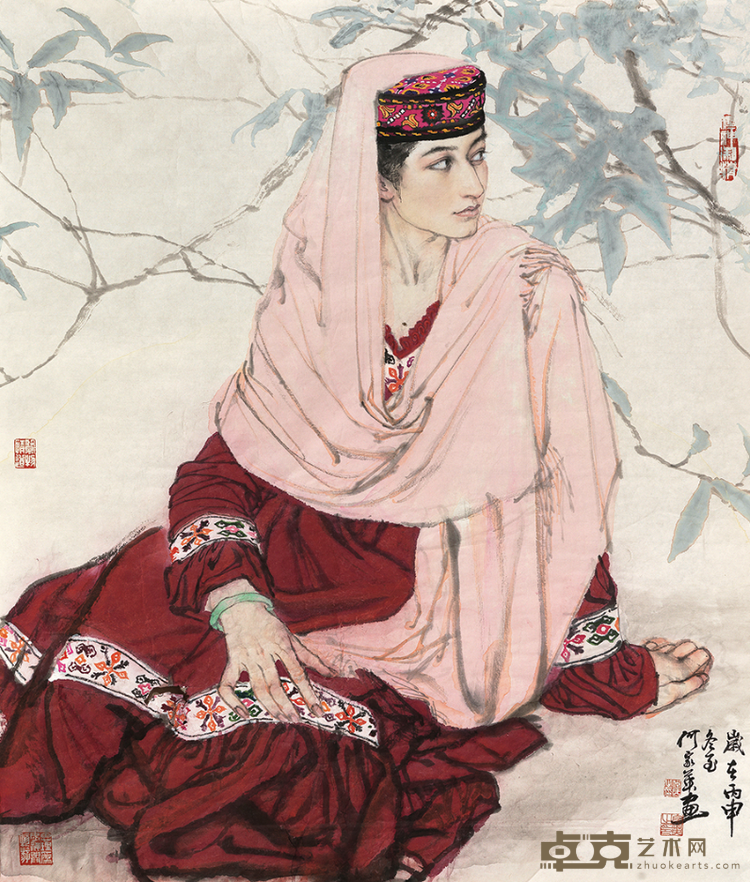 《塔吉克少女》 何家英 74x62cm 2016年