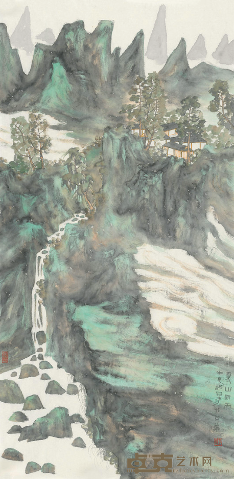 《夏山新雨》 牛克诚 61x124cm