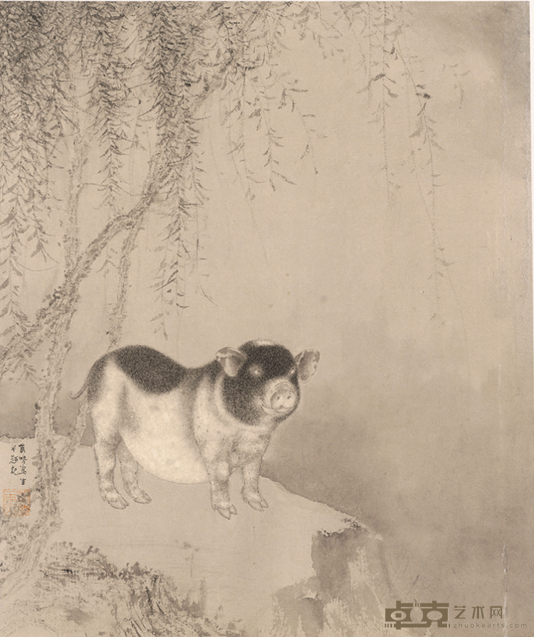 《踏青》纸本设色 刘万鸣 54.8x46.5cm 2015年