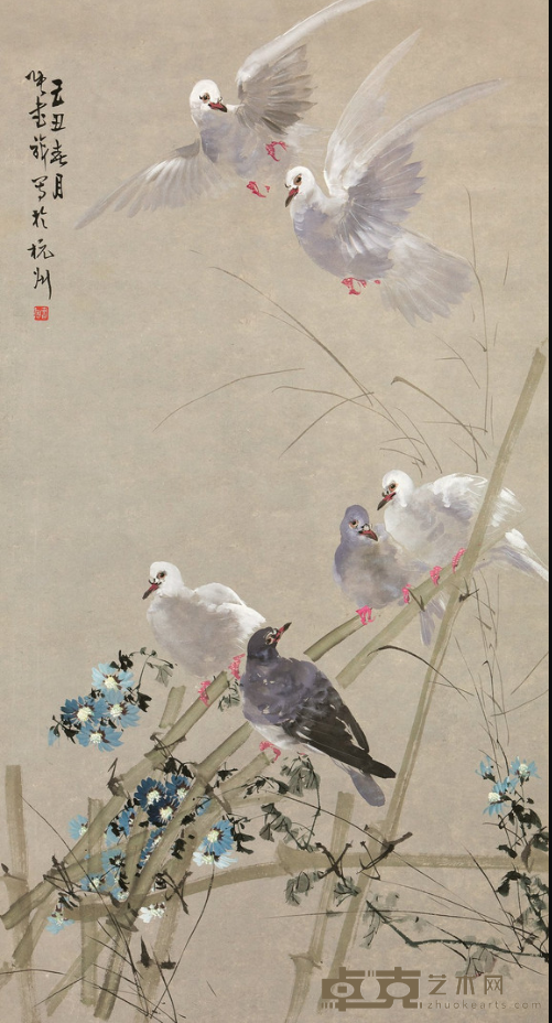 《群乐》 张书旂 120.7x50.8cm 1949年