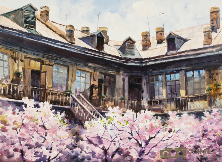 《桃花巷》 王焕堤 2007年 水彩