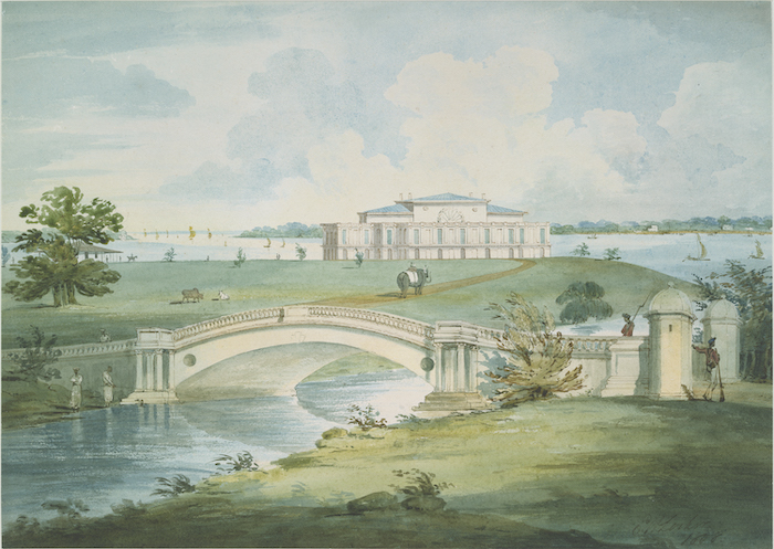 图3.6 爱德华·霍克·洛克《总督在巴拉克普尔的别墅》1808