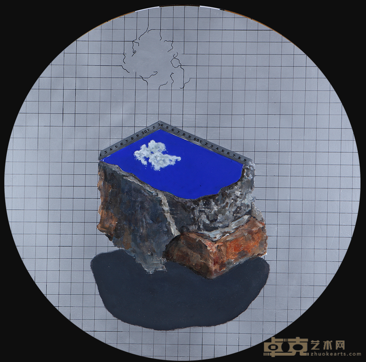 《云痕系列——永不落空之2》 游东醌 直径60cm 2020年 木板综合材料